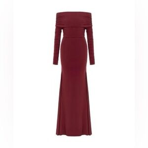 NWT Nocturne Off-The-Shoulder Maxi Dress Burgundy